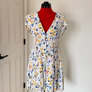 Zara Basic Chic Floral Button-Front Mini Dress small